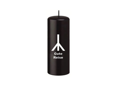 Stumpenkerze schwarz Gute Reise