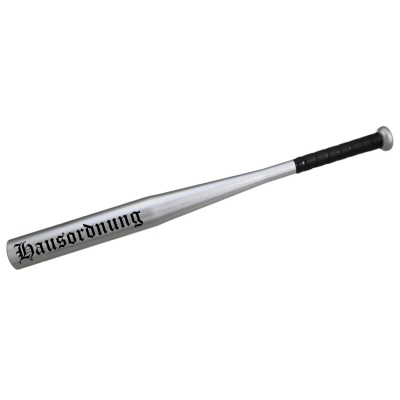 Baseballschläger Hausordnung silber schwarze Schrift