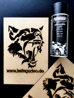 Set Schablone Wandbild Wolfskopf mit Sprühdose