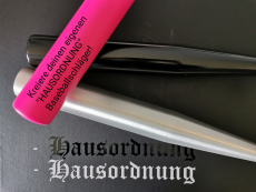 Baseballschläger Hausordnung silber weiße Schrift